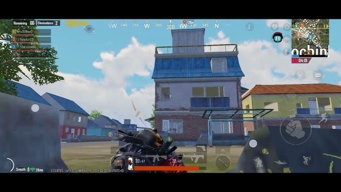 PUBG Mobile squad formation showing Magic Broom aerial support with ground teammates