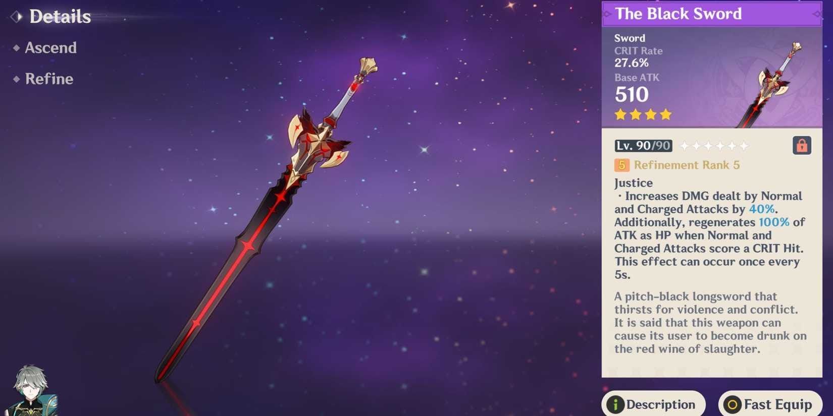 4-star weapon options for Ayato including Black Sword and other recommended alternatives