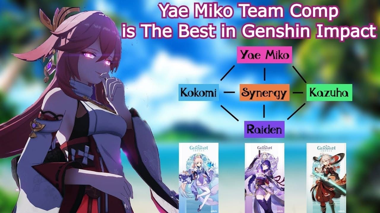 Optimal Aggravate team composition with Yae Miko, Fischl, Nahida, and Kazuha