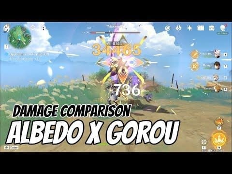 Damage comparison showing Gorou's impact on team DPS