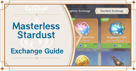 Genshin Impact Stardust Exchange shop interface showing monthly items and prices