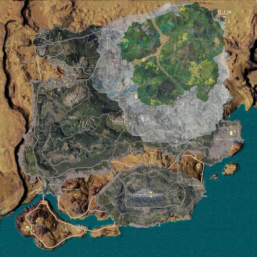 PUBG Mobile three maps comparison showing optimal zones for different mission types