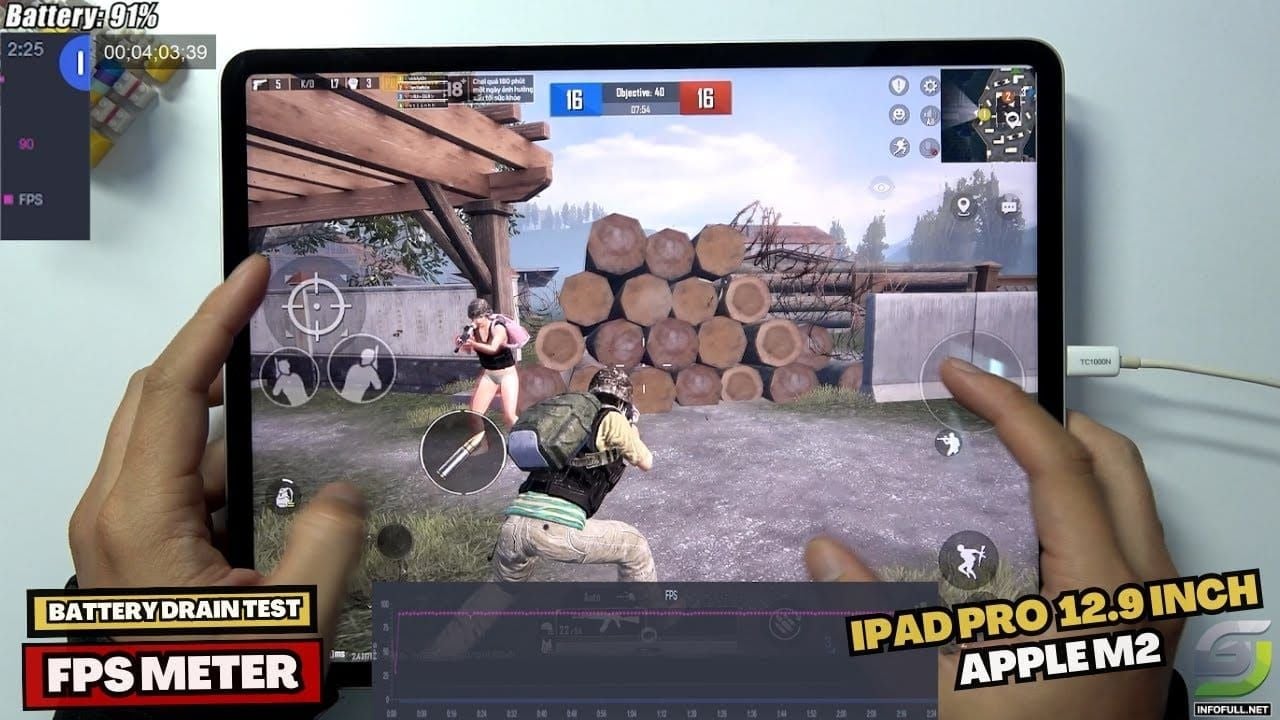 PUBG Mobile running on iPad Pro displaying smooth gameplay with clear graphics and responsive controls