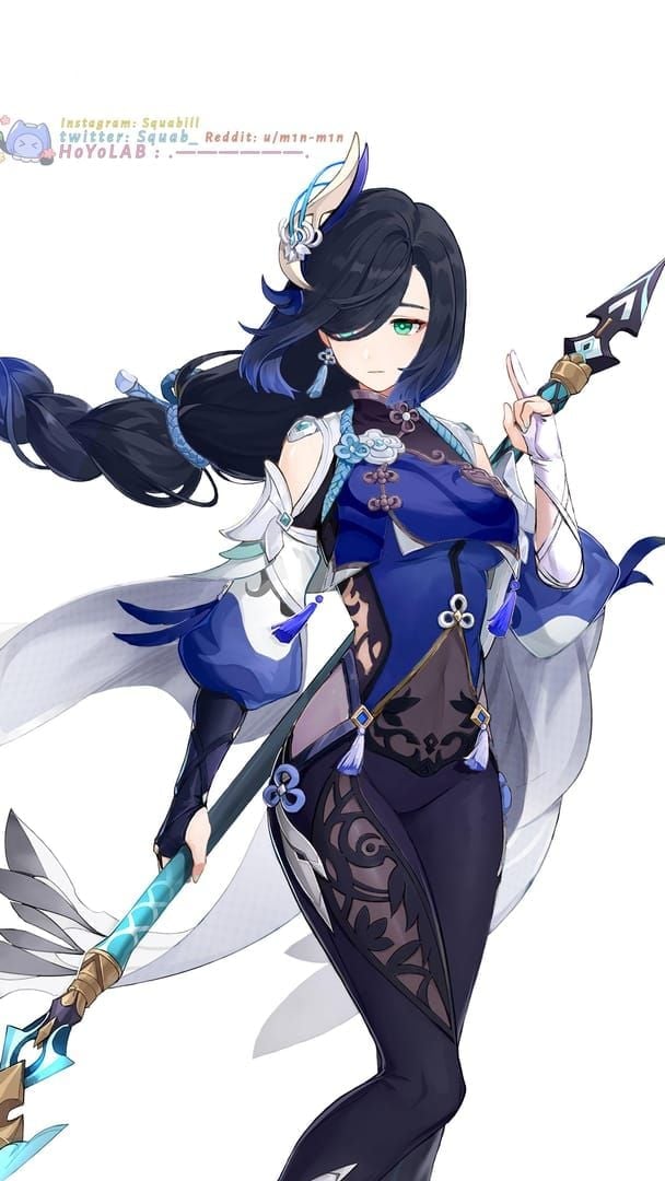 Yelan and Shenhe character portraits from Genshin Impact