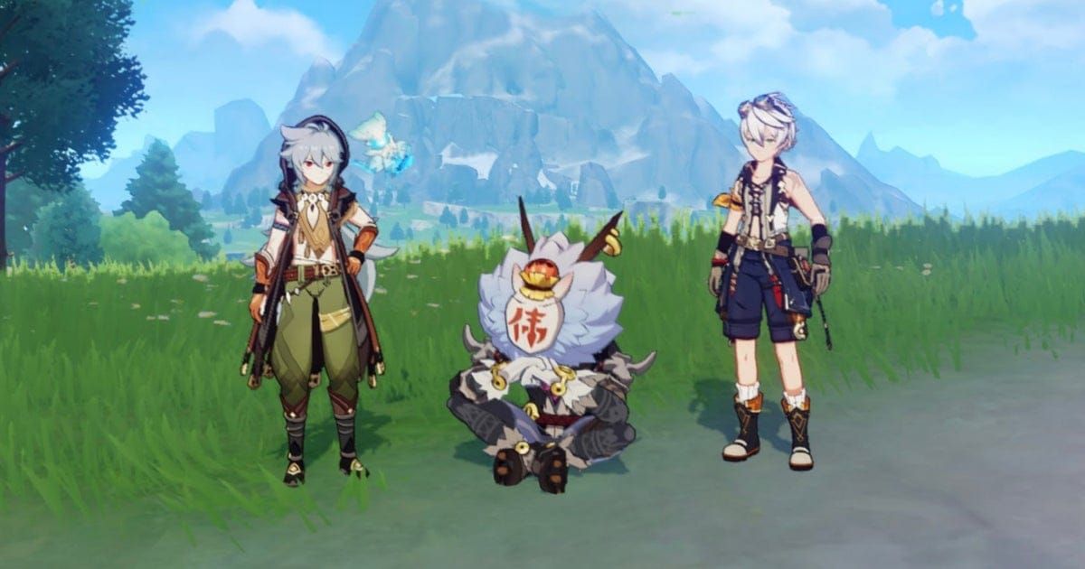 Genshin Impact co-op mode screenshot showing multiplayer session with EXP bonus