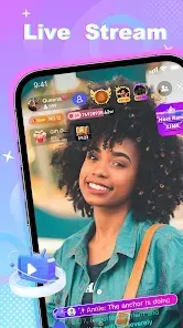 Screenshot of Poppo Live stream with virtual gifts and coins
