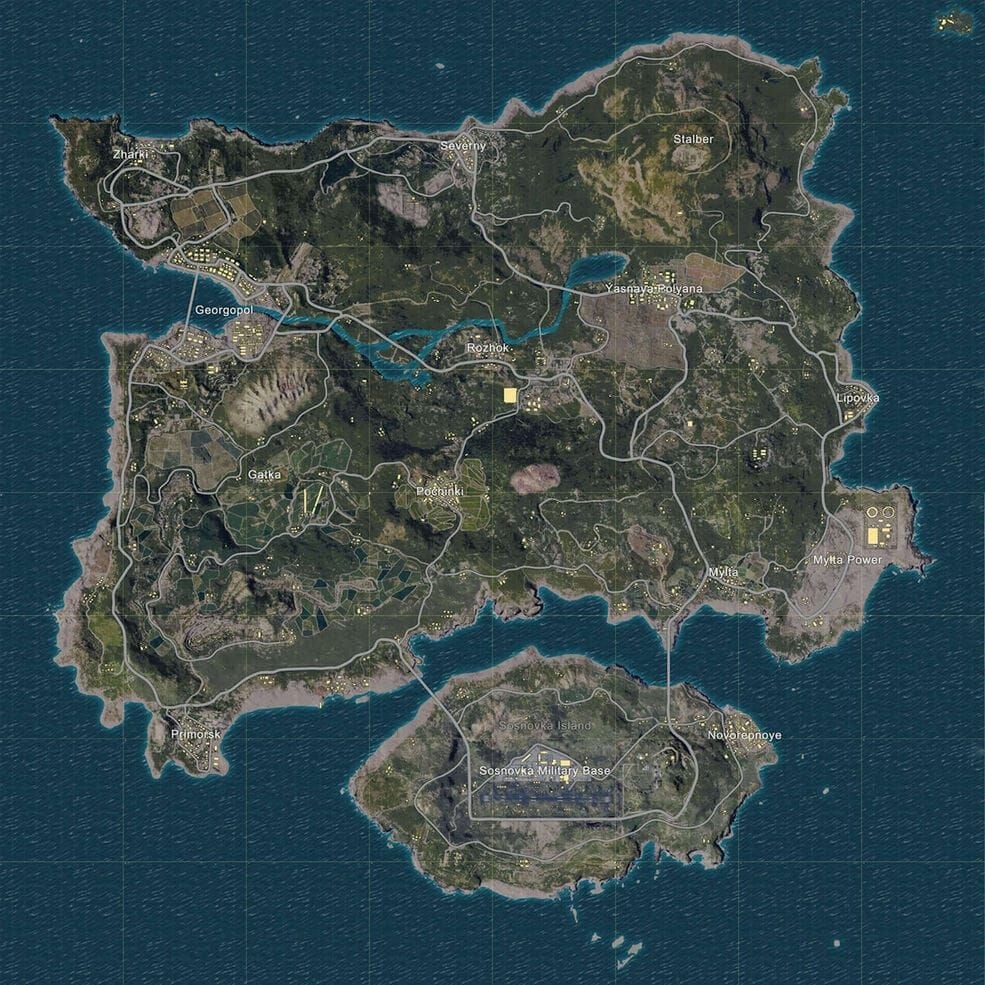 Erangel map in PUBG Mobile featuring Wraithmoor Mansion POI