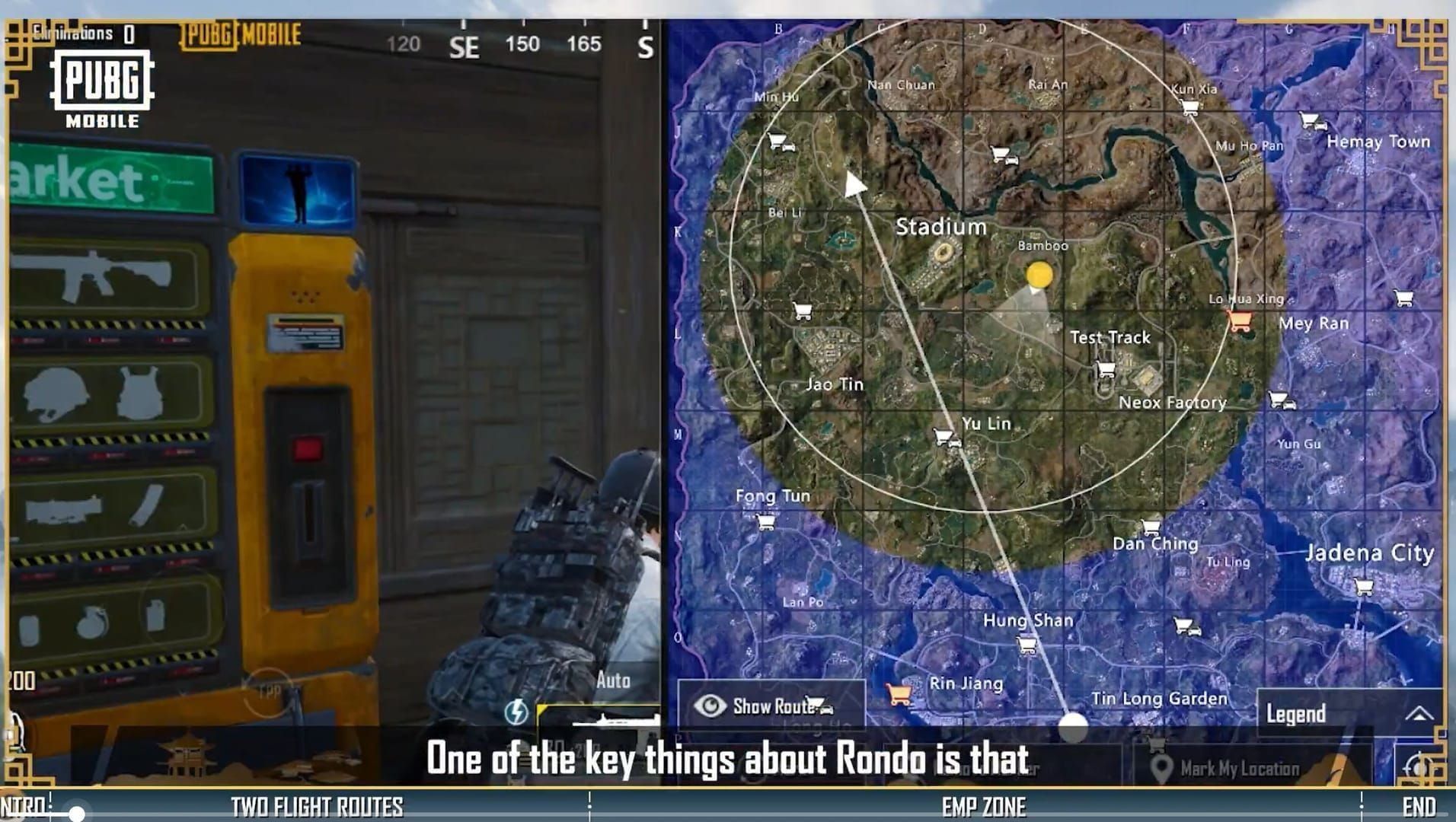 PUBG Mobile mini-map showing EMP Zone markers