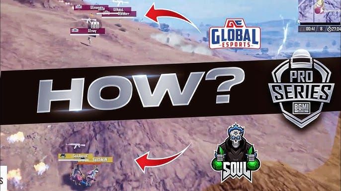 PUBG Mobile screenshot of pro team rotation on Miramar ridgeline