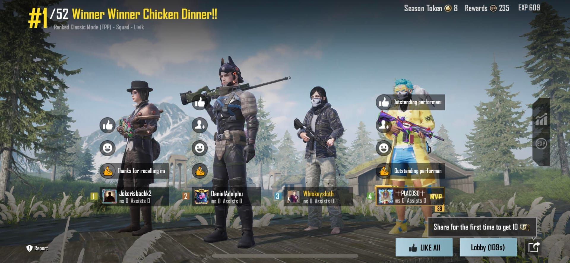 Screenshot of intense PUBG Mobile Squads TPP gameplay during a tournament match