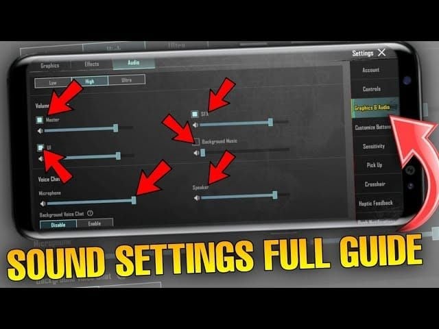 PUBG Mobile 3D audio settings interface