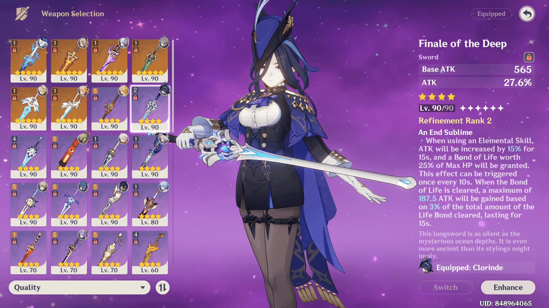 F2P weapons for Clorinde in Genshin Impact