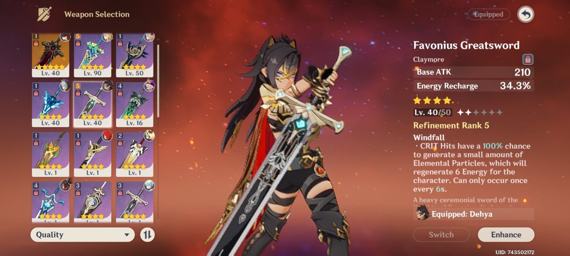 Recommended weapons for Dehya in Genshin Impact