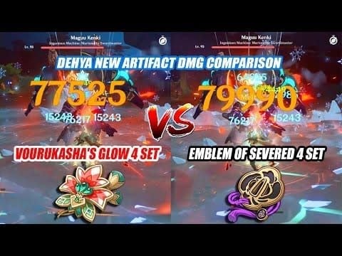 Comparison of Vourukasha's Glow and Emblem of Severed Fate for Dehya in Genshin Impact