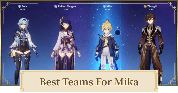 Team setups featuring Eula and Mika in Genshin Impact