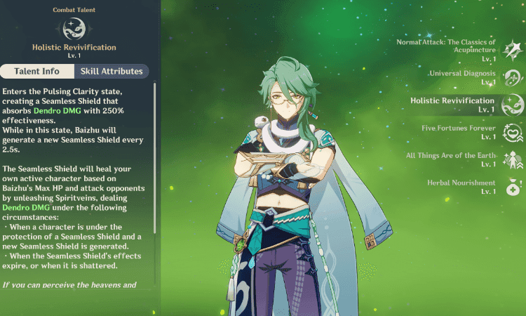 Baizhu using his Elemental Skill in Genshin Impact