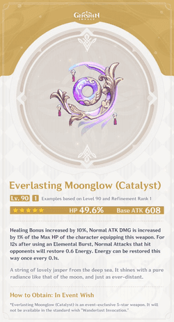 Genshin Impact Everlasting Moonglow weapon on Kokomi