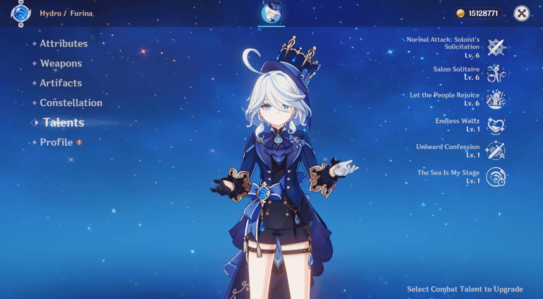 Furina's Ousia Skill HP drain effect in Genshin Impact