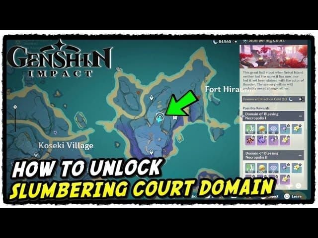 Map showing Slumbering Court domain in Genshin Impact