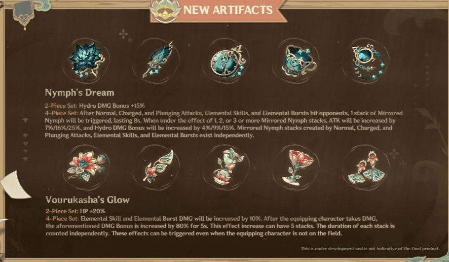 Comparison of Ocean-Hued Clam and Song of Days Past damage effects in Genshin Impact