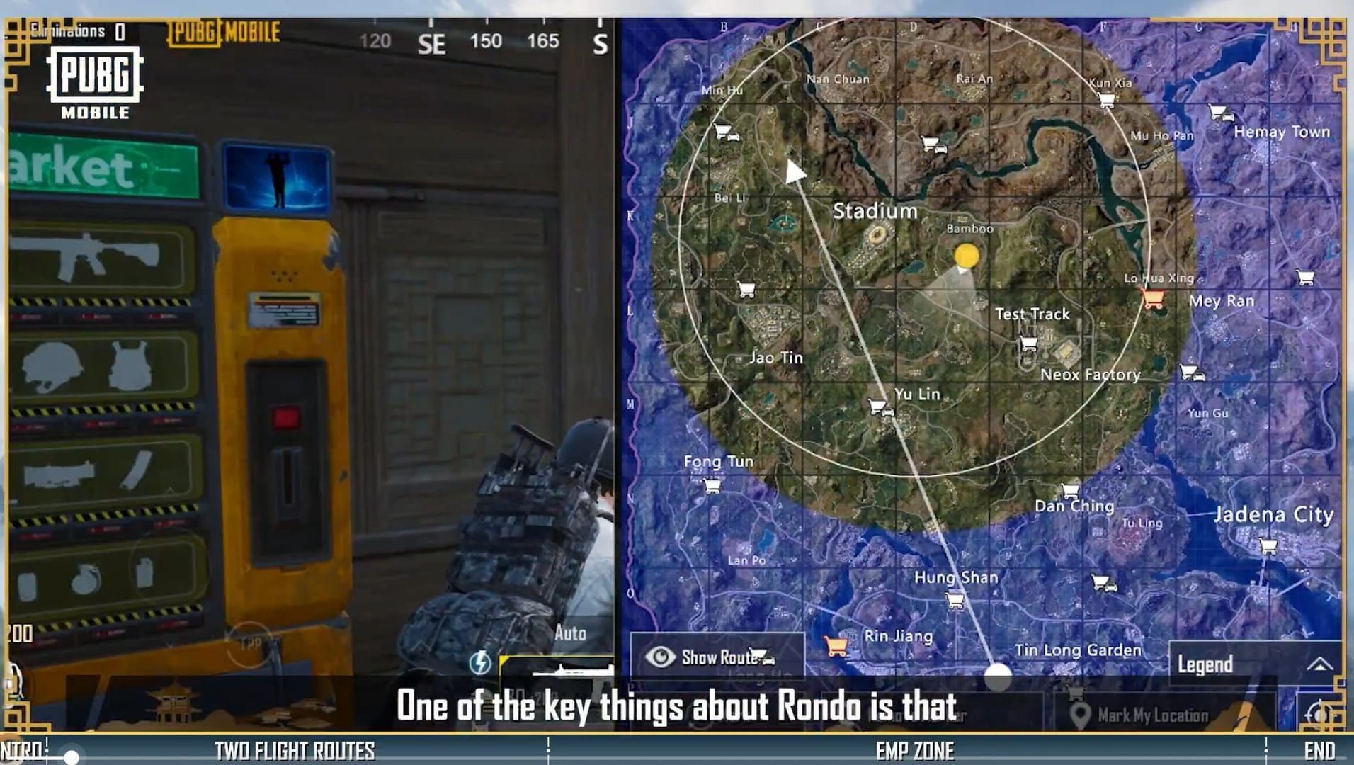 Rondo map showing EMP zone spawns in PUBG Mobile