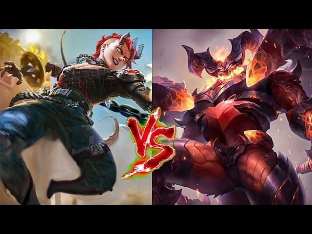 Comparison of Dyrroth and Thamuz abilities in Mobile Legends matchup