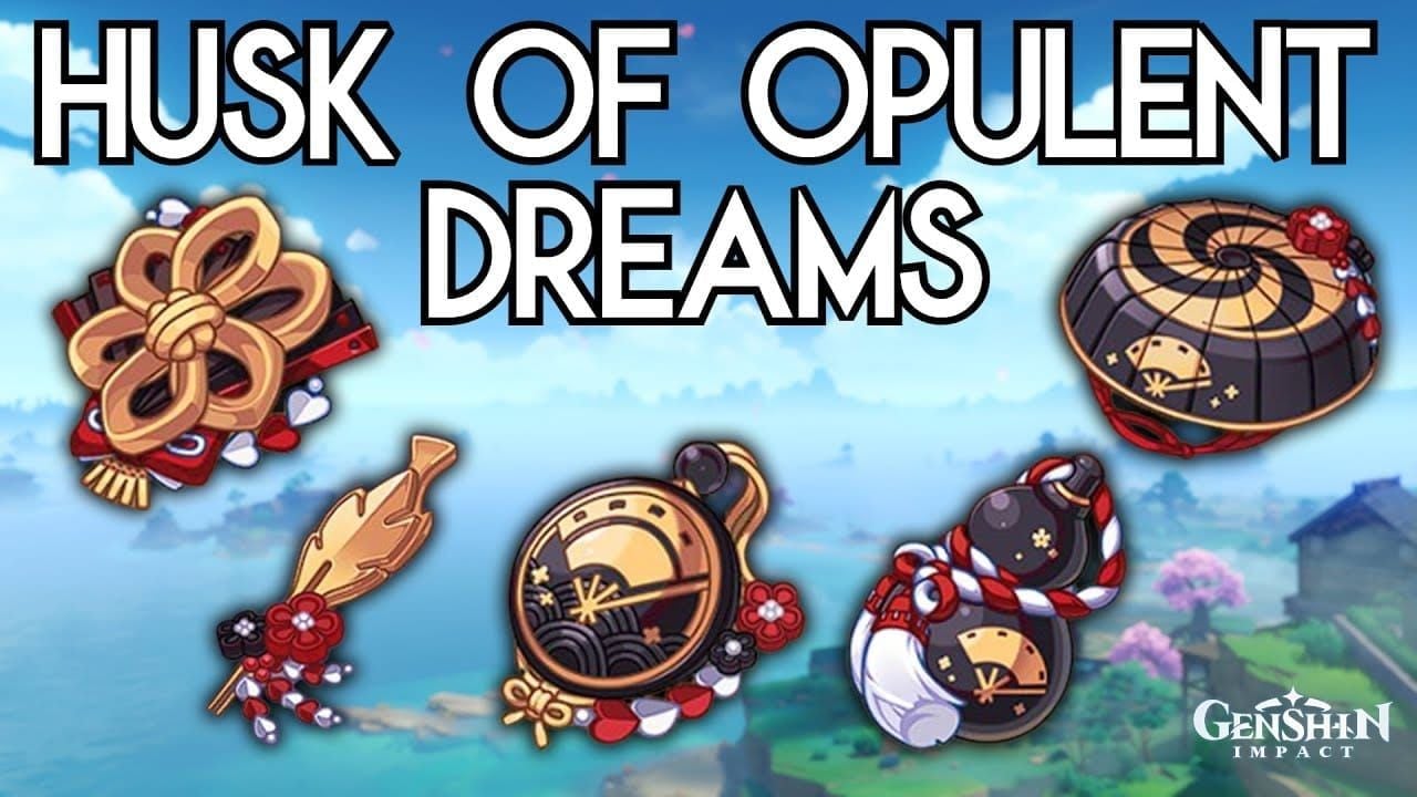 Artifact menu showing Husk of Opulent Dreams set for Yun Jin in Genshin Impact