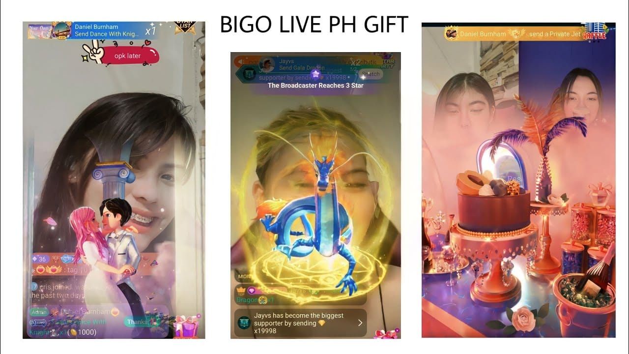 Guide image of sending Gala Dragon gift in Bigo Live