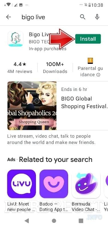 Screenshot of BIGO receipts in Google Play Store on Android