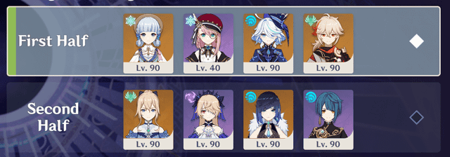 Comparison of Ocean-Hued Clam and Thrilling Tales builds for Charlotte in Genshin Impact