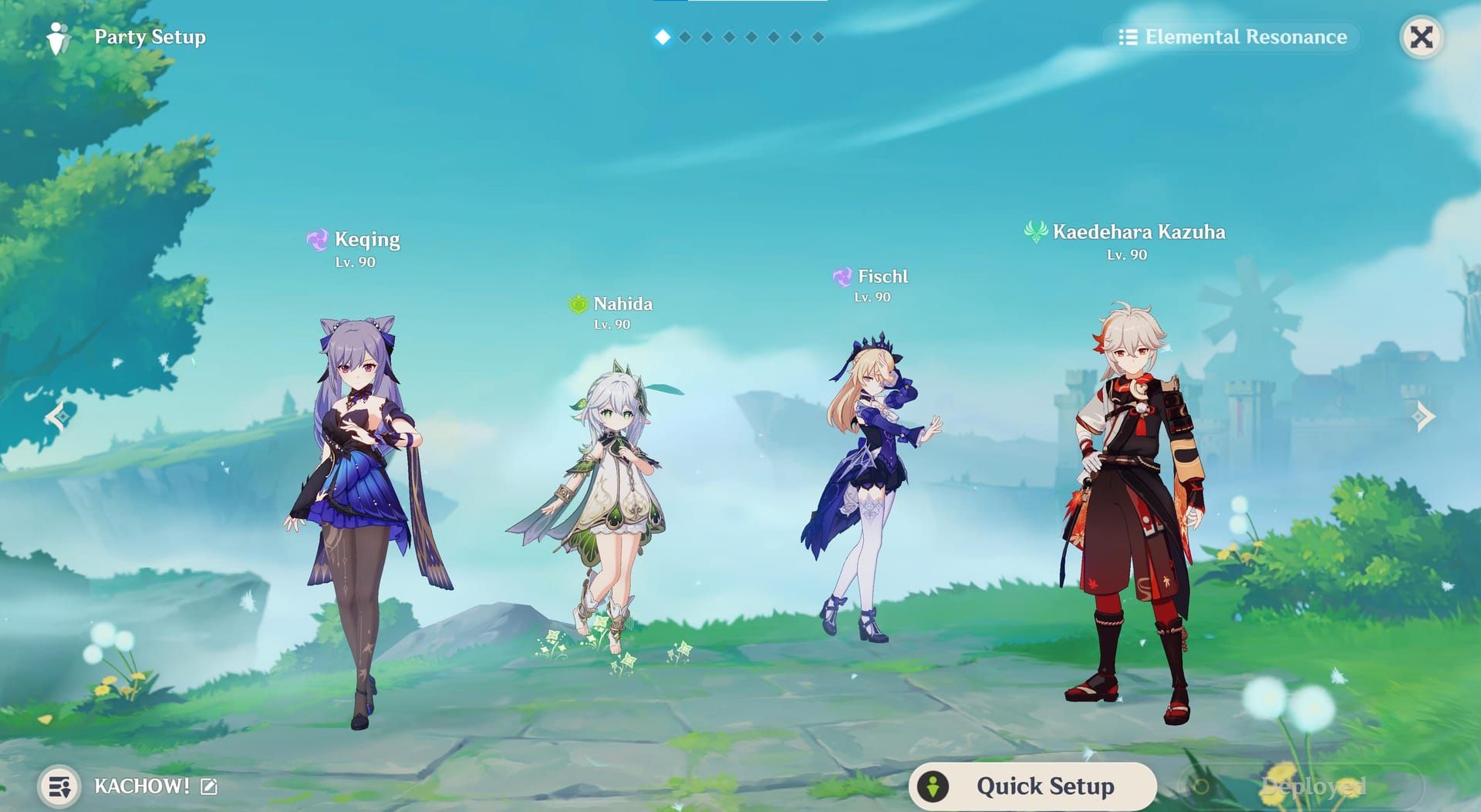 Genshin Impact characters: Keqing, Fischl, Nahida, Kazuha