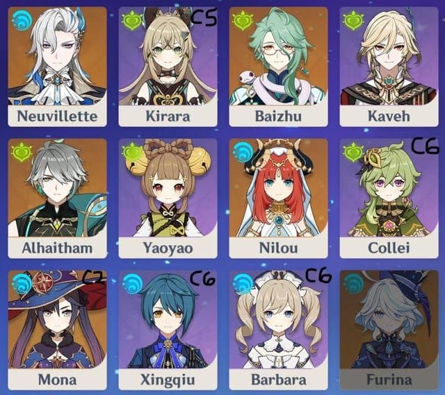 Genshin Impact Nilou Bloom team characters