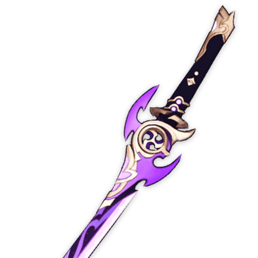In-game screenshot of Mistsplitter Reforged sword in Genshin Impact