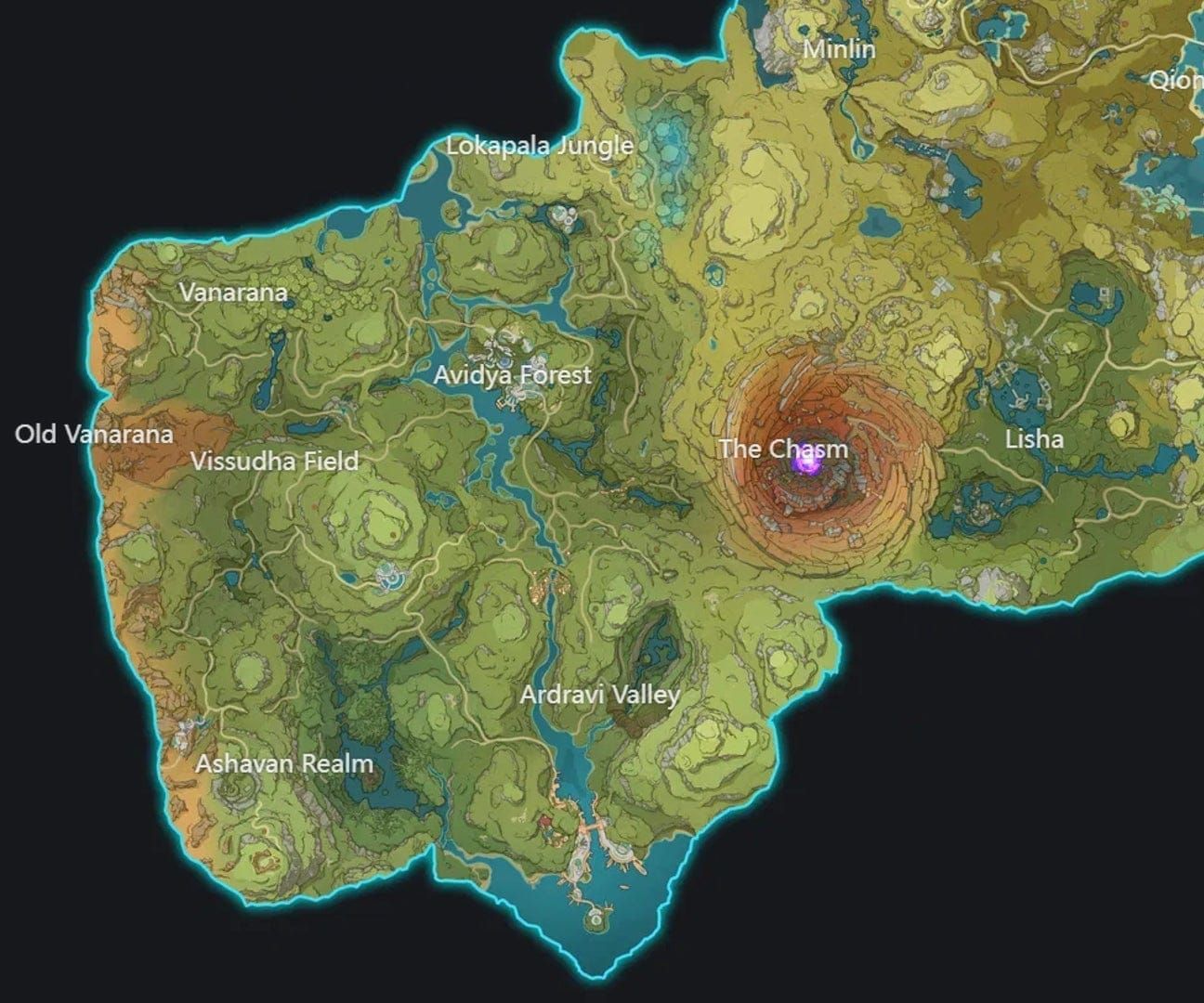 Map of farming locations for Dori and Kuki materials in Genshin Impact