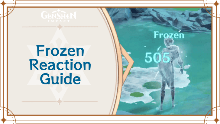Genshin Impact guide showing Hydro and Cryo elements combining to freeze an enemy
