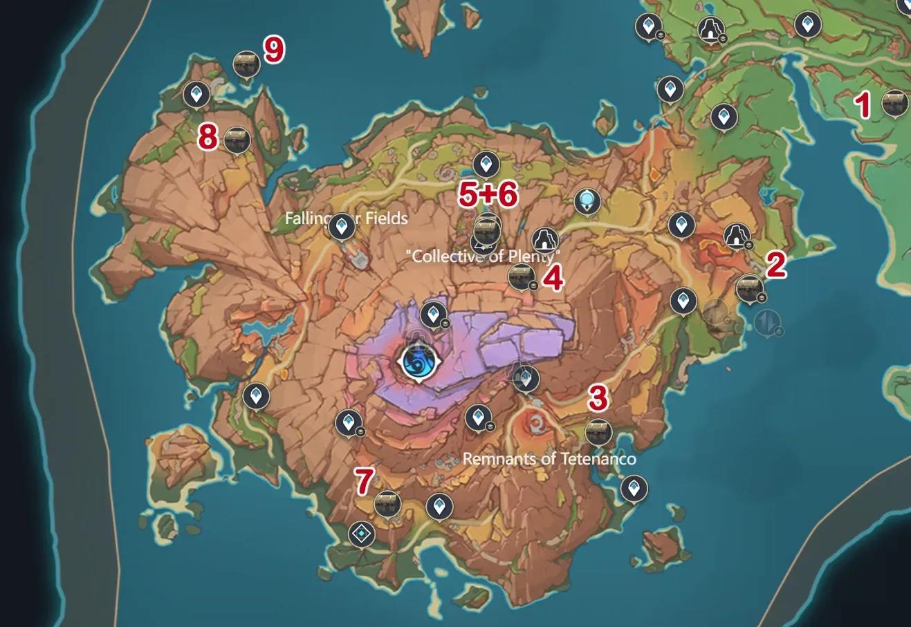 Map of Atocpan area in Genshin Impact Natlan region