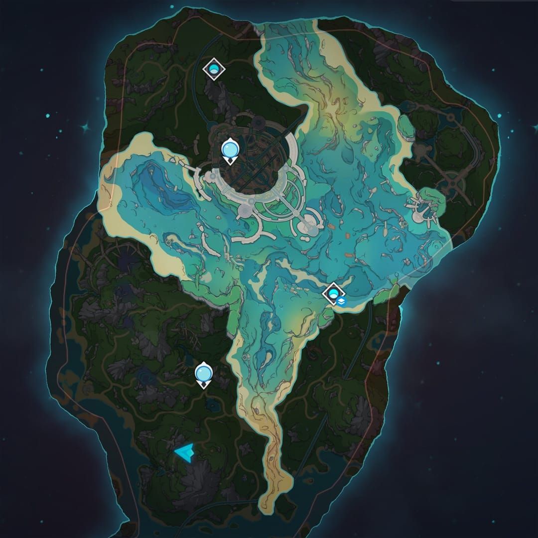 Map of underwater exploration in Genshin Impact Fontaine