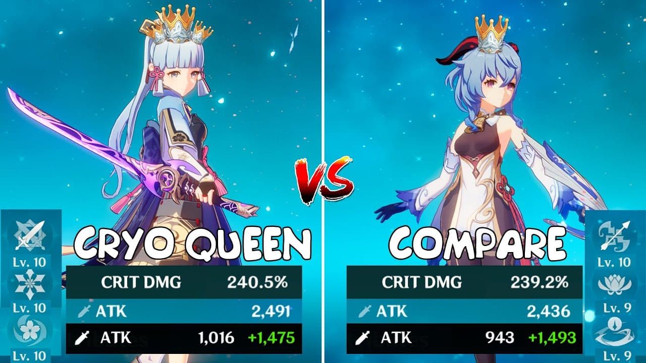 Comparison of Ayaka and Ganyu Freeze builds in Genshin Impact