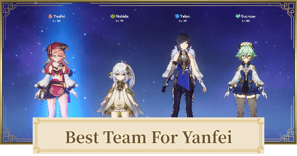 Yanfei shield support team with Hu Tao, Yelan, and Kazuha in Genshin Impact