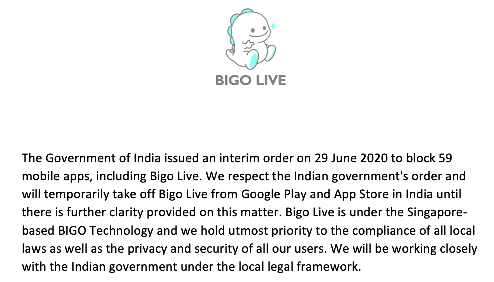 BIGO app screenshot of account suspension rules