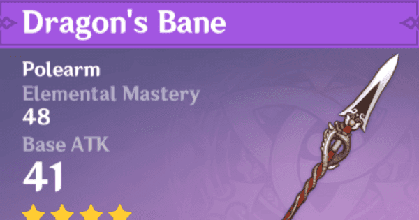 Dragon's Bane polearm with EM stats in Genshin Impact