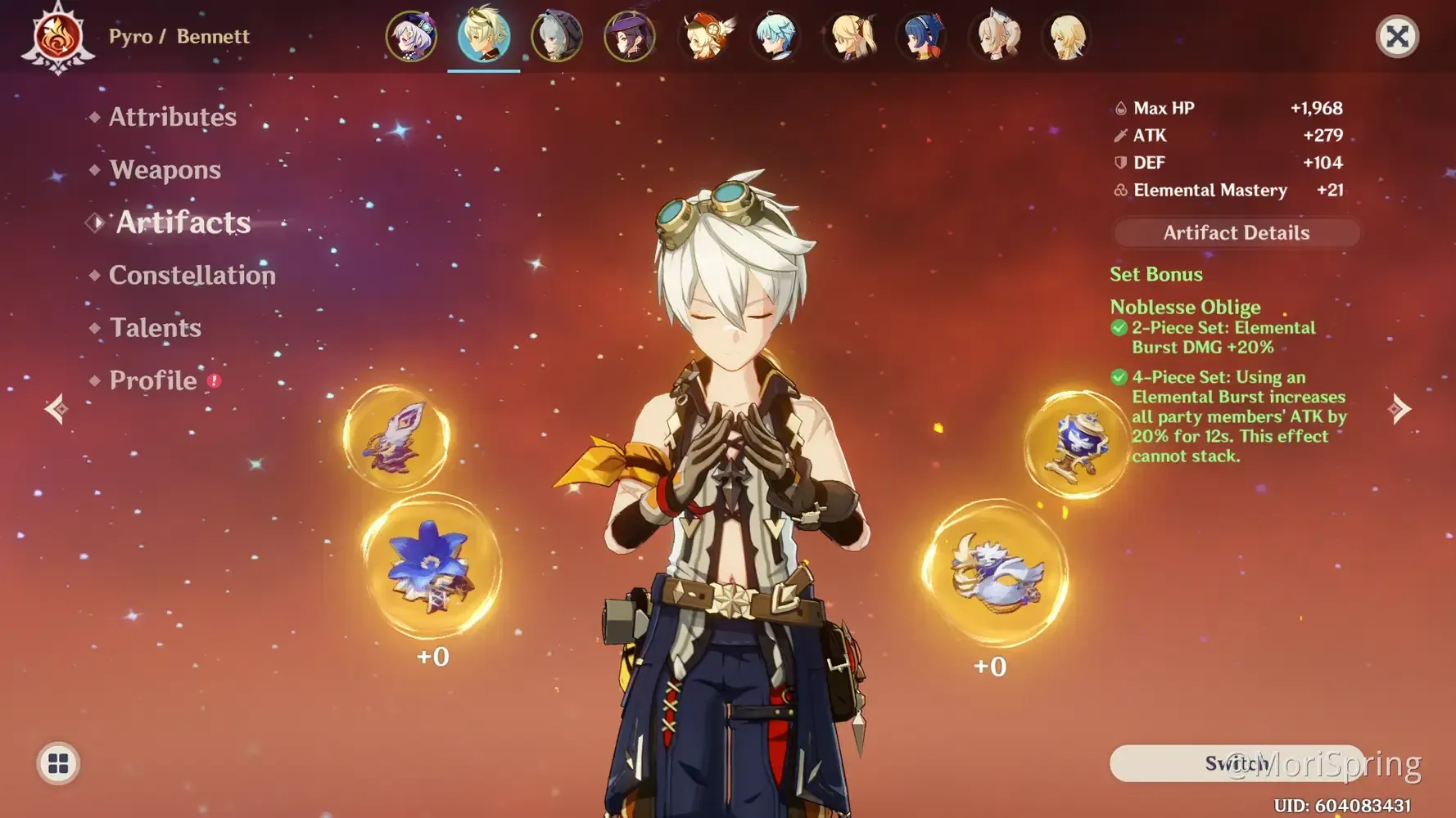 Comparison of Noblesse Oblige 4pc buffs and team impact in Genshin Impact