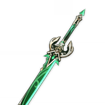 In-game model of Primordial Jade Cutter sword from Genshin Impact