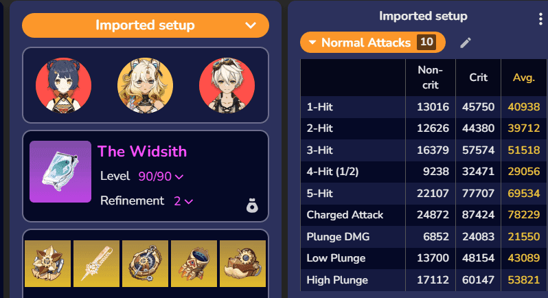 Comparison chart of Melt vs Freeze damage in Genshin Impact