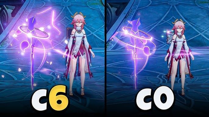 원신 후루이나 C0 vs C6 성능 비교