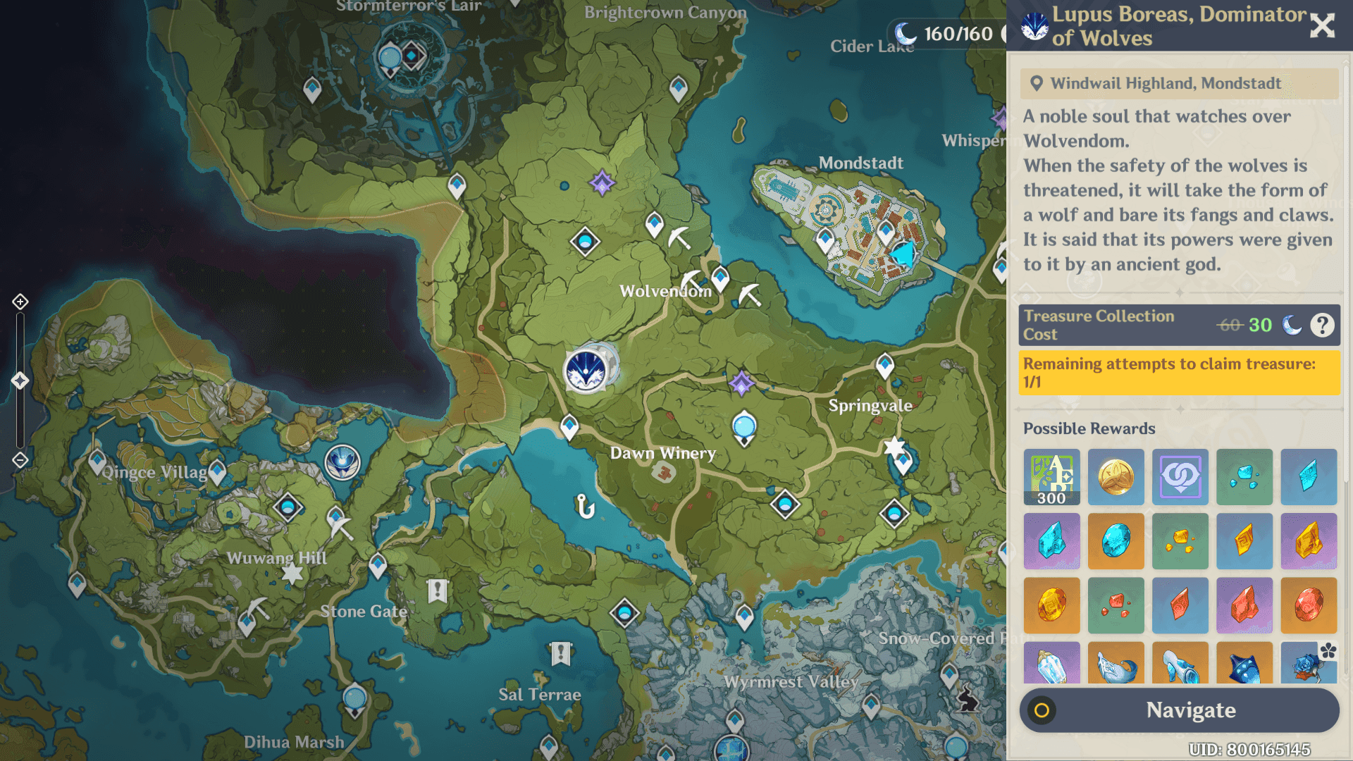 Genshin Impact map of Wolvendom with teleport points