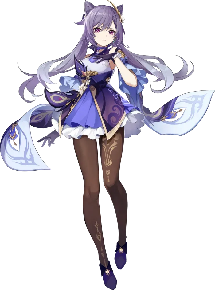 Official Genshin Impact artwork of Keqing, the Electro Sword character.