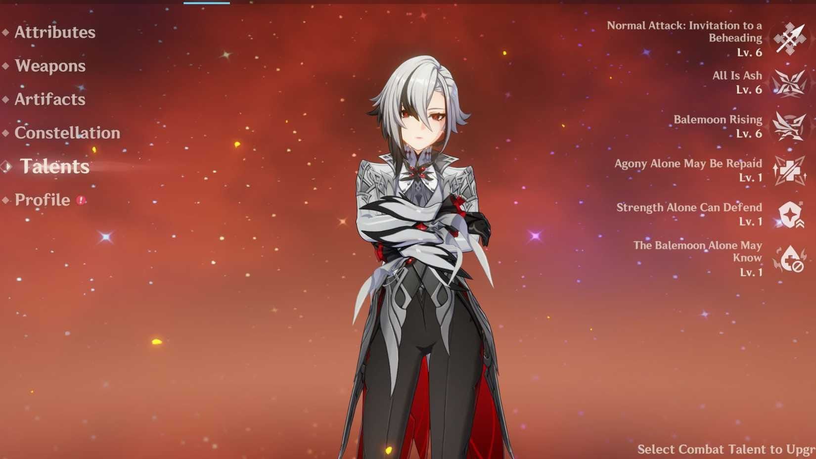 Genshin Impact Arlecchino Elemental Skill and Burst interface