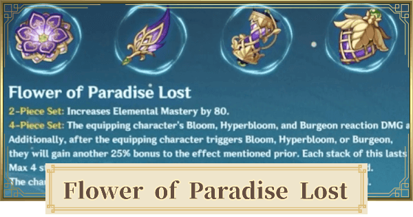 Genshin Impact Flower of Paradise Lost artifact set