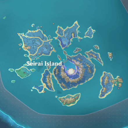 Map of Seirai Island in Genshin Impact for farming